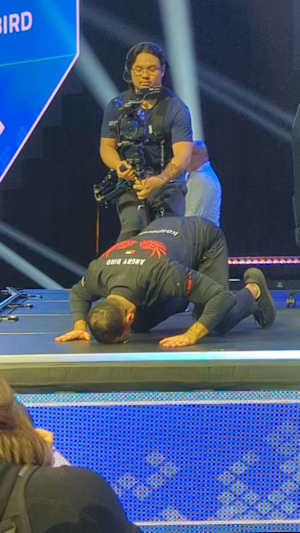 Angrybird prays after winning Evo